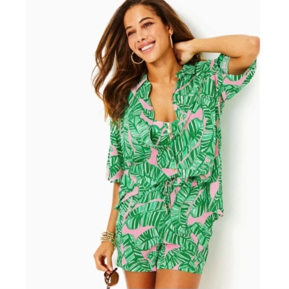 NWT Lilly Pulitzer Franki Cover Up Shirt Conch Shell Let’s Go Bananas Small